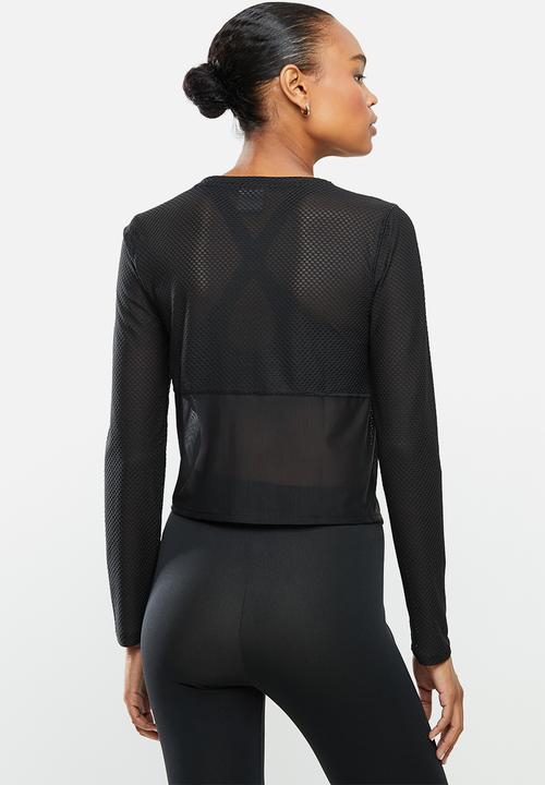 PUMA - Train mesh long sleeve crop top - black