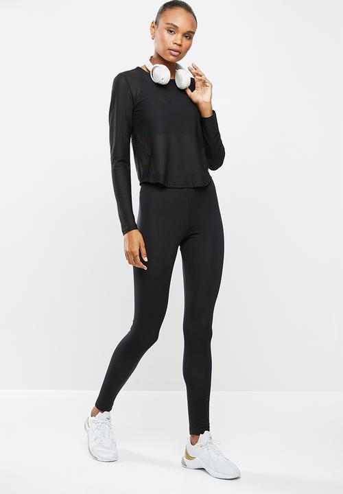 PUMA - Train mesh long sleeve crop top - black