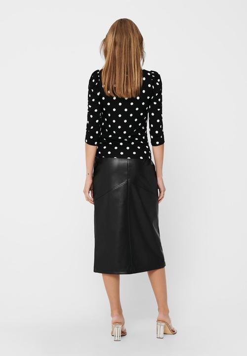 Jacqueline de Yong - Hailey dot 2/4 o-neck top - black dot