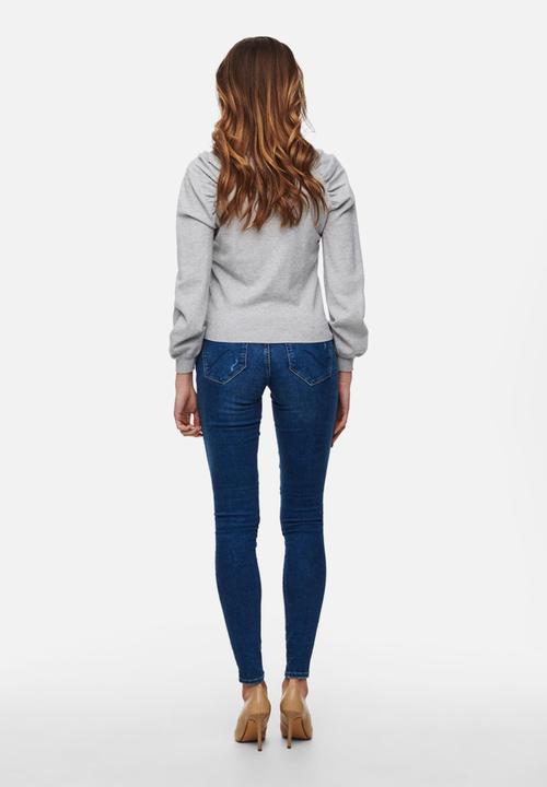 Jacqueline de Yong - Kourtney long sleeve raglan pullover knit - light grey melange