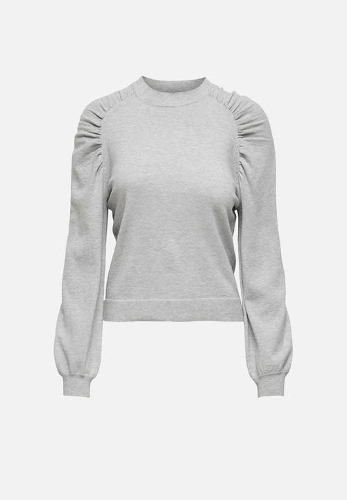 Jacqueline de Yong - Kourtney long sleeve raglan pullover knit - light grey melange