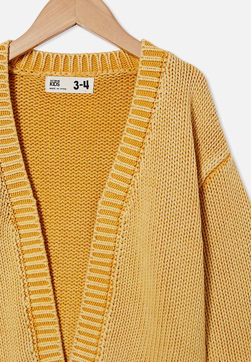 Cotton On - Winnie washed rib cardigan - mustard