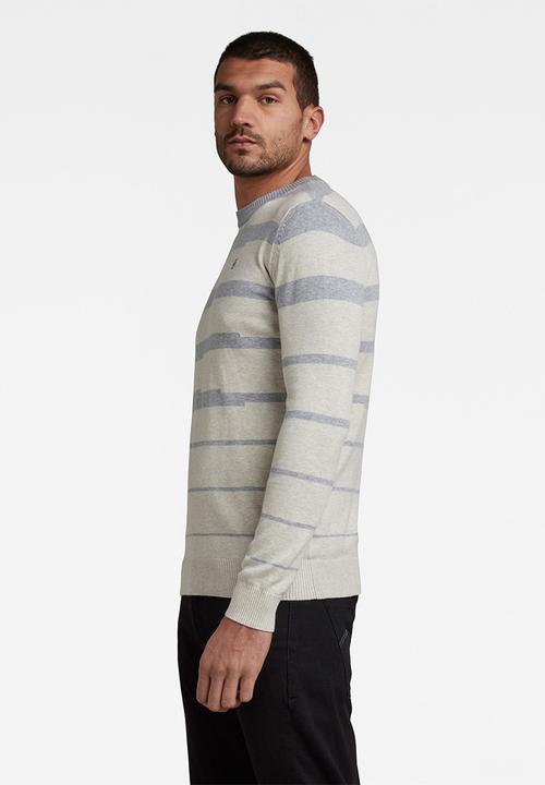 G-STAR - Broken stripe knit - grey & neutral 