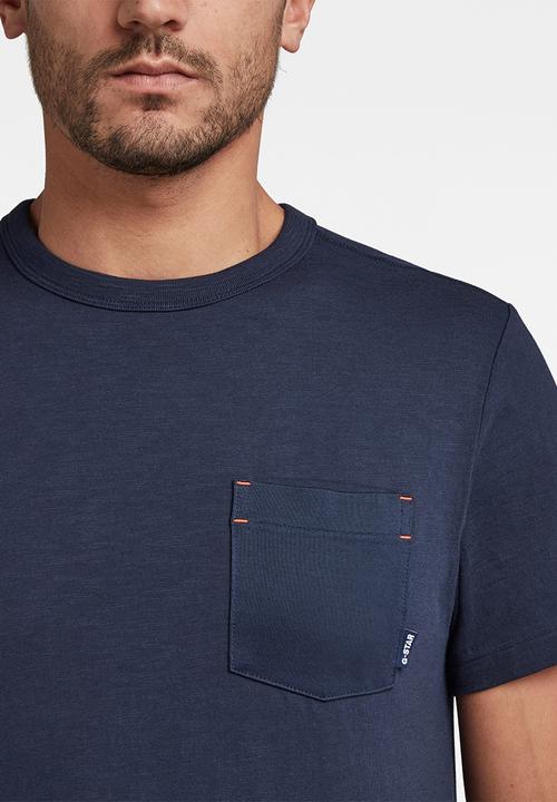 G-STAR - Contrast mercerized pocket short sleeve tee - navy 