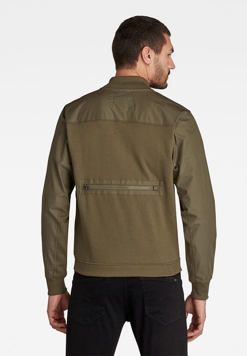 G-STAR - Mixed woven baseball zip through long sleeve sweat - olive