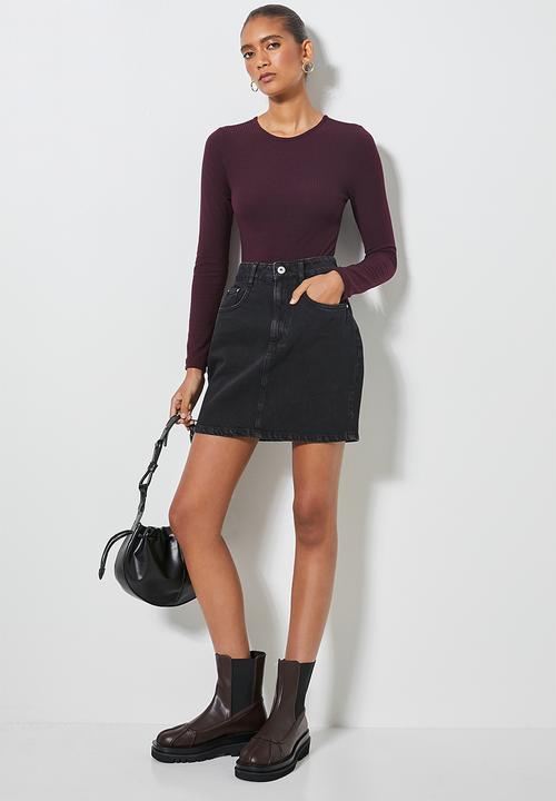 Superbalist - Rib crew neck bodysuit - deep burgundy