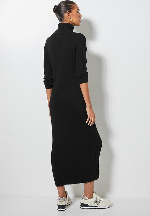 Superbalist - Organic cotton chunky roll neck dress - black