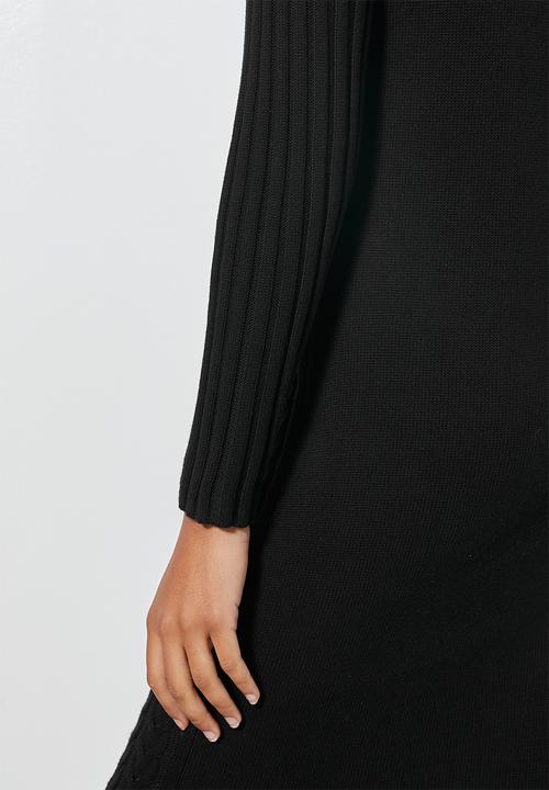Superbalist - Organic cotton chunky roll neck dress - black