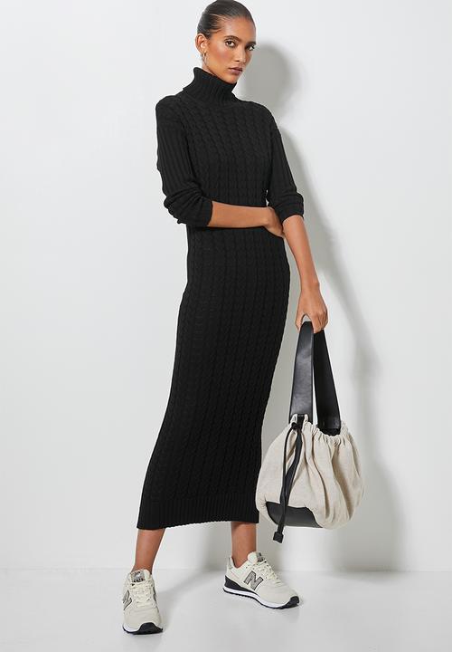 Superbalist - Organic cotton chunky roll neck dress - black