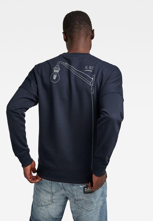 G-STAR - Drop shoulder objects graphic long sleeve sweat - navy