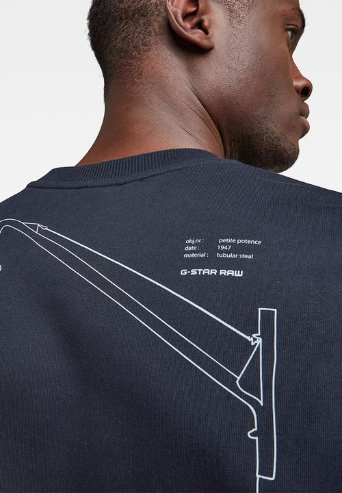 G-STAR - Drop shoulder objects graphic long sleeve sweat - navy