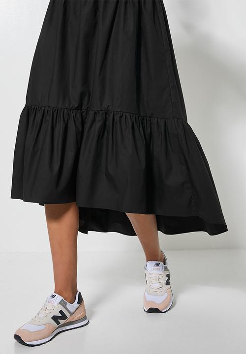 Superbalist - V-neck poplin midi - black