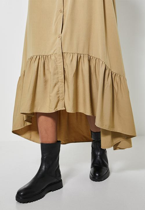 Superbalist - Single tiered mandarin collar shirt dress - neutral