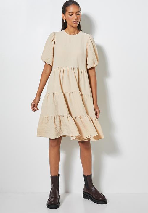 Superbalist - Bubble woven volume mini dress - neutral