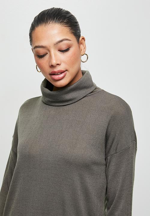 edit - Highneck longline  tunic- brown
