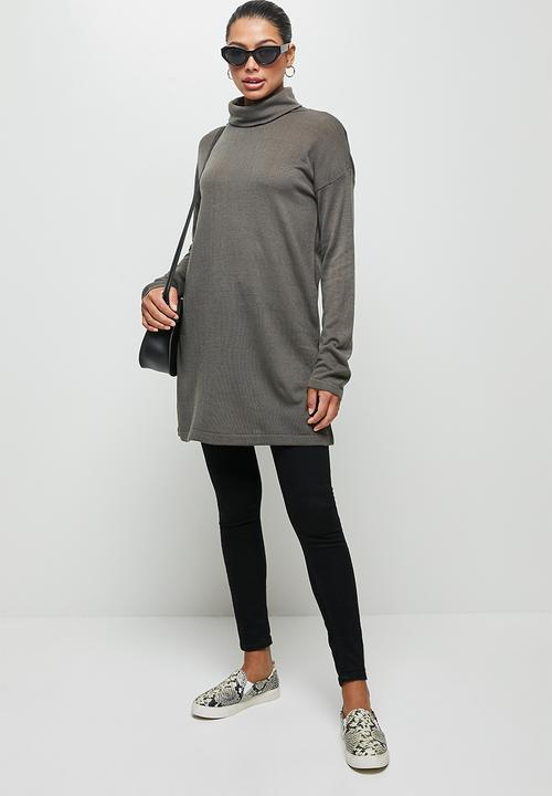 edit - Highneck longline  tunic- brown