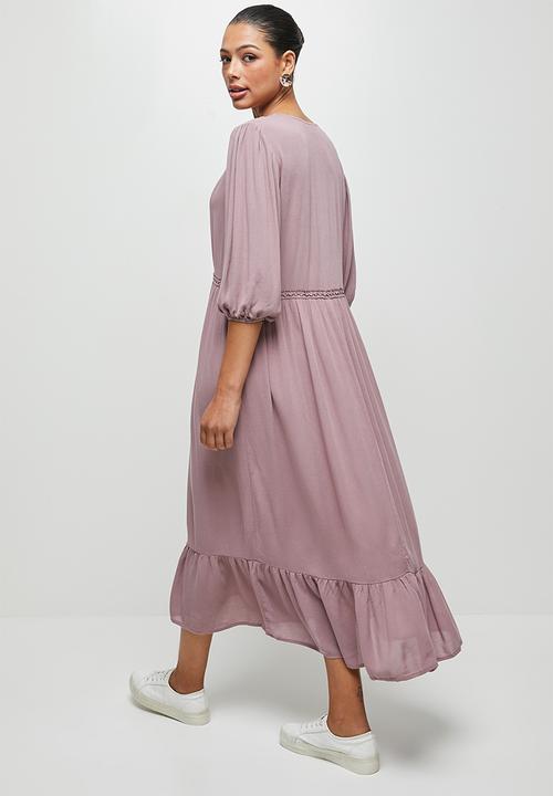 edit - Embroidered gypsy midi - dusty pink