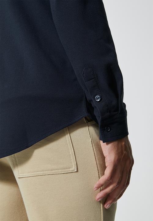 Superbalist - Barber regular fit long sleeve knit shirt - navy