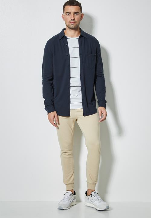 Superbalist - Barber regular fit long sleeve knit shirt - navy