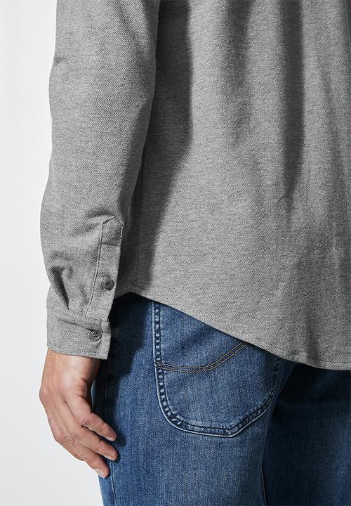 Superbalist - Barber regular fit long sleeve knit shirt - light grey