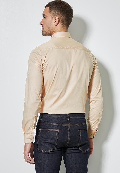 Superbalist - Jos slim fit long sleeve shirt - beige 