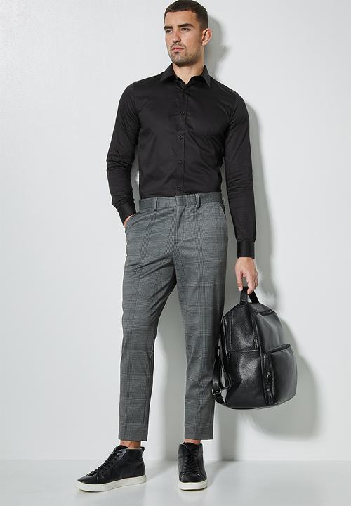 Superbalist - Jos slim fit cotton sateen long sleeve shirt - black