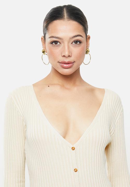 Glamorous - Button down knit dress - stone