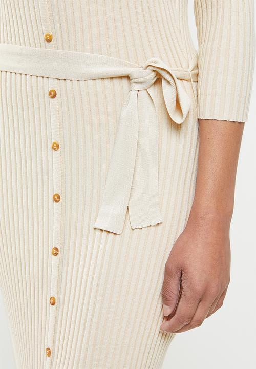 Glamorous - Button down knit dress - stone