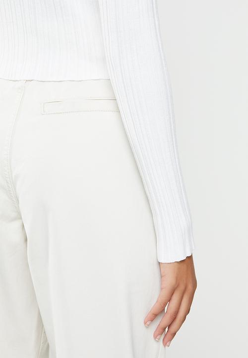 Factorie - Variegated rib knit long sleeve top - white