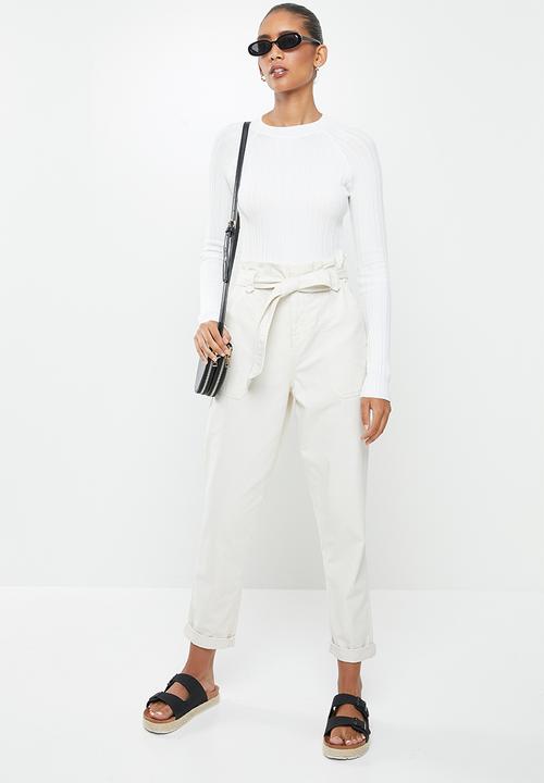 Factorie - Variegated rib knit long sleeve top - white