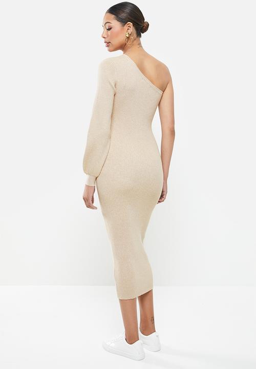 Glamorous - One shoulder midi knit dress - neutral