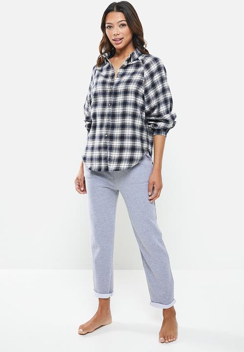 Cotton On - Warm flannel sleep shirt - navy