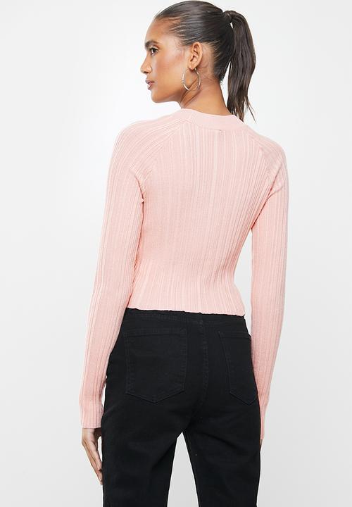Factorie - Variegated rib knit long sleeve top - pink