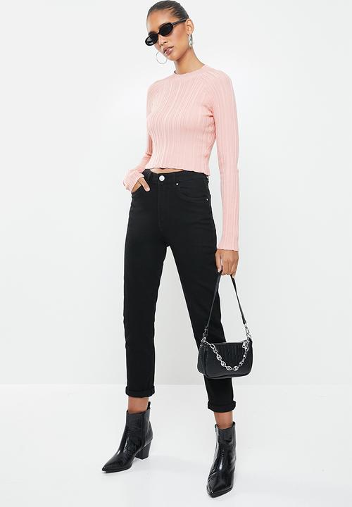 Factorie - Variegated rib knit long sleeve top - pink