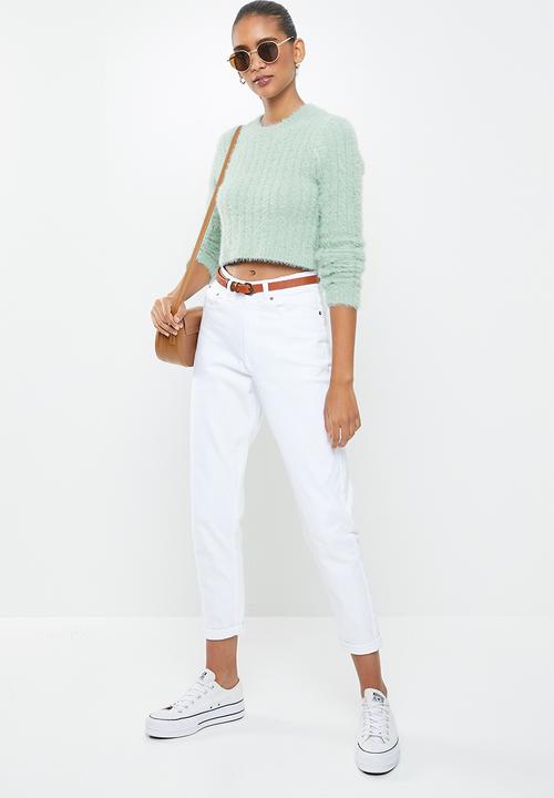 Factorie - Fluffy knit crop jumper - green