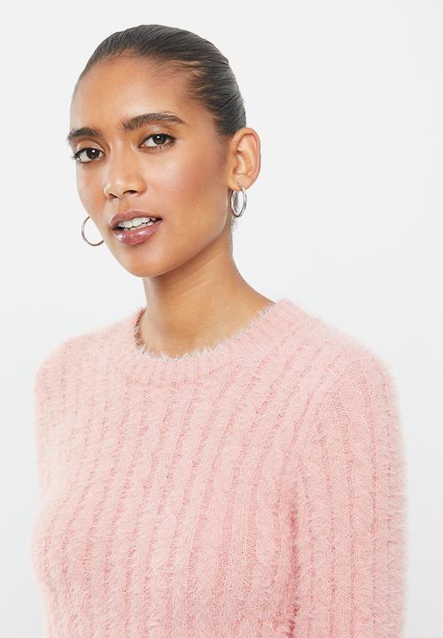 Factorie - Fluffy knit crop jumper - pink