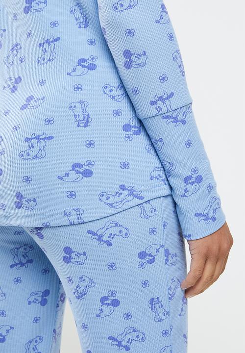 Cotton On - Henley waffle long sleeve top - blue