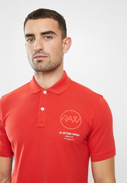 G-STAR - G-Star Raw graphic slim  short sleeve polo - red