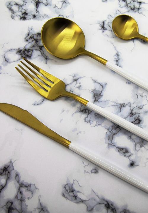 Finery - Cutlery 12pc set - gold & white