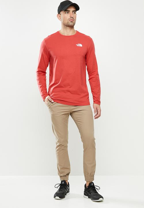 The North Face - Long sleeve red box tee - red