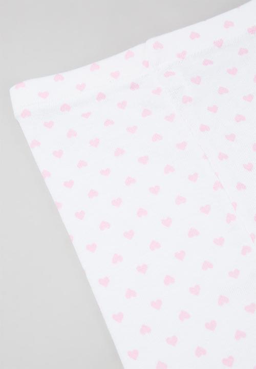 Pop Candy - 2 Pack heart print leggings - pink & white