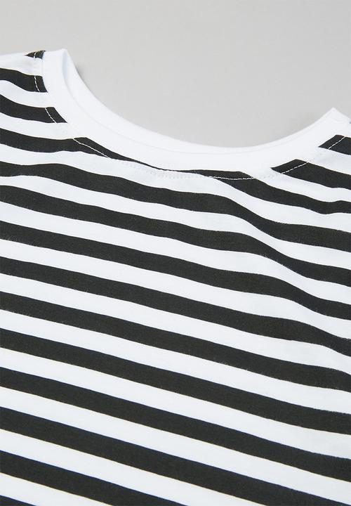 Rebel Republic - Girls 2 pack stripe tees - black & white 