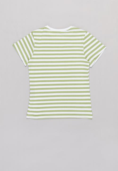 Rebel Republic - Boys 2 pack stripe tees - green & white 