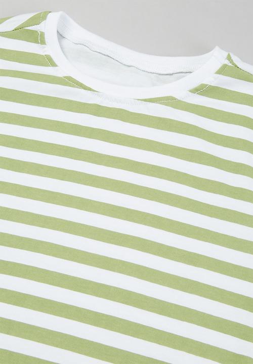 Rebel Republic - Boys 2 pack stripe tees - green & white 