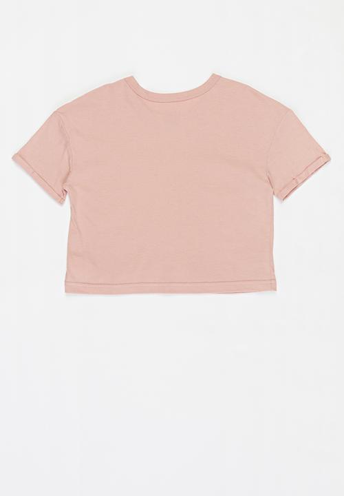 Rebel Republic - Girls short sleeve crop top - pink