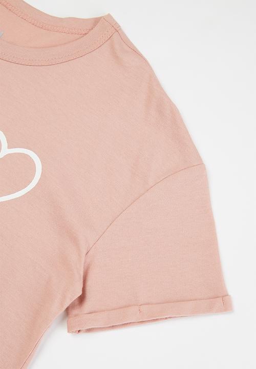 Rebel Republic - Girls short sleeve crop top - pink