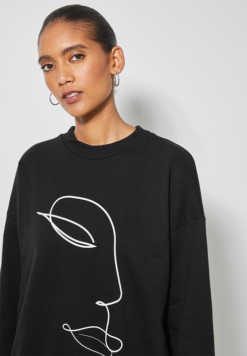 Superbalist - Graphic crew neck sweat - black