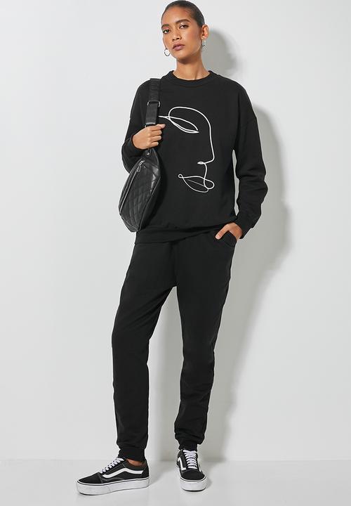 Superbalist - Graphic crew neck sweat - black