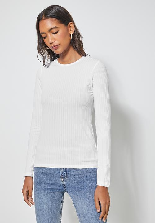 Superbalist - 2 pack wide rib crew neck tops - black & white