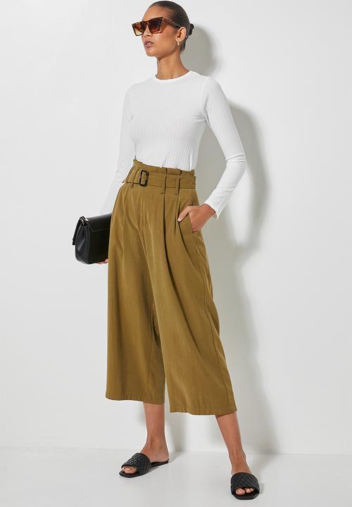 Superbalist - 2 pack wide rib crew neck tops - tan & white 
